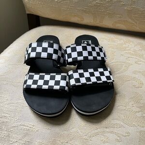 Vans sandals, black & white size 7.5